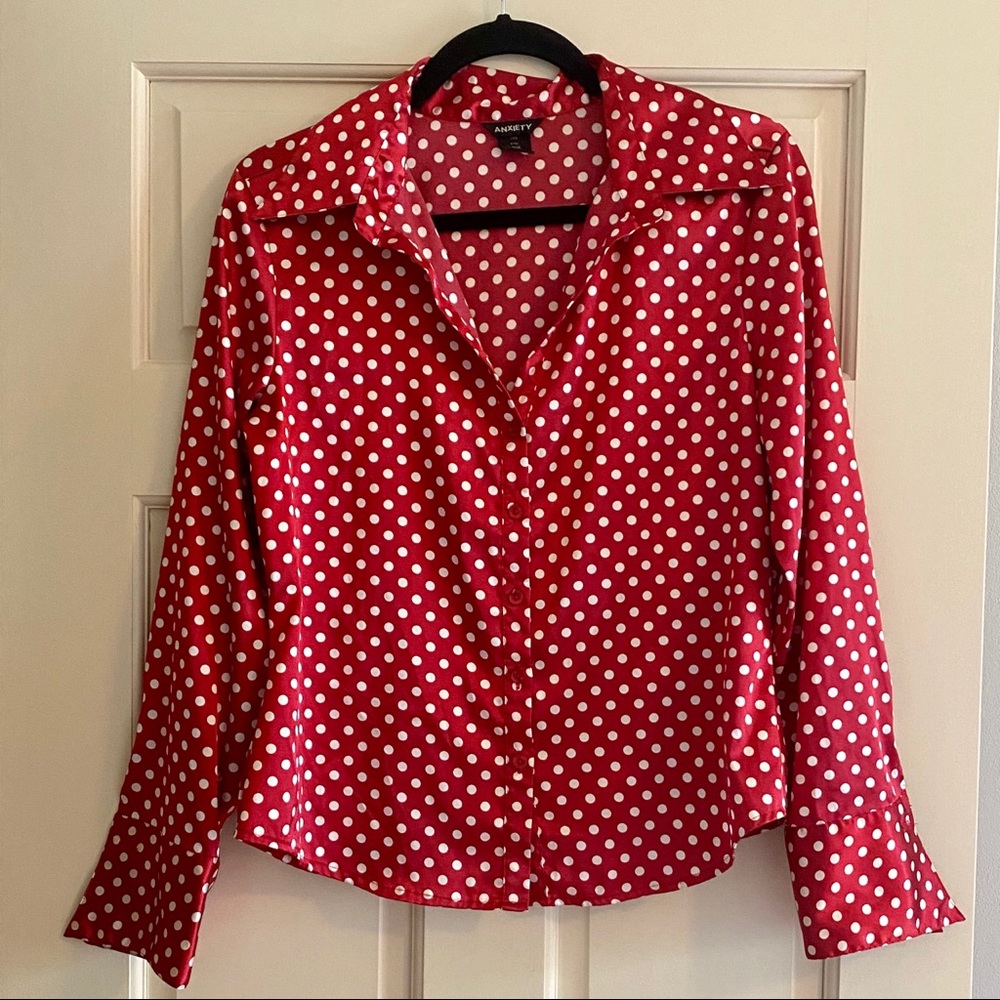 90s Shiny Polka Dot Minnie Mouse Blouse